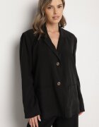 lefon Sacou Negru Oversize Tip Boxy cu Buzunare din Modal Mavelisse