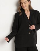 lefon Sacou Negru Oversize Tip Boxy cu Buzunare din Modal Mavelisse