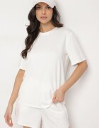 lefon T-shirt Clasic Alb cu croială supradimensionată cu viscoză Aderisa