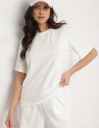 lefon T-shirt Clasic Alb cu croială supradimensionată cu viscoză Aderisa