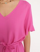 lf women Rochie Fucsia dreaptă cu centură din material și volan Dimovas