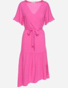 lf women Rochie Fucsia dreaptă cu centură din material și volan Dimovas