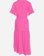 lf women Rochie Fucsia dreaptă cu centură din material și volan Dimovas