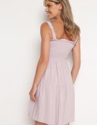 lf women Rochie Roz închis cu bretele cu elastic în talie și volane Tiamaree