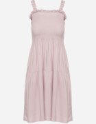 lf women Rochie Roz închis cu bretele cu elastic în talie și volane Tiamaree