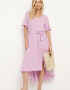 lf women Rochie Tip Cutie Violet cu Centură din Material și Volan Dimovas