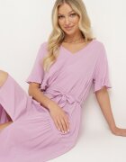 lf women Rochie Tip Cutie Violet cu Centură din Material și Volan Dimovas
