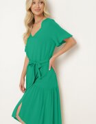 lf women Rochie verde închis croi drept cu curea textilă și volan Dimovas