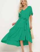 lf women Rochie verde închis croi drept cu curea textilă și volan Dimovas