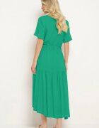 lf women Rochie verde închis croi drept cu curea textilă și volan Dimovas