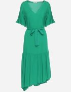 lf women Rochie verde închis croi drept cu curea textilă și volan Dimovas