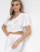 lily rose Bluză Albă cu croi tip cămașă cu mâneci scurte Movois