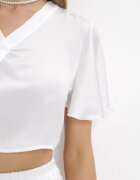 lily rose Bluză Albă cu croi tip cămașă cu mâneci scurte Movois