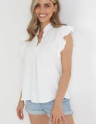 lily rose Bluză Albă cu Volane la Umeri și cu Spate Mai Lung Ashlin