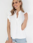 lily rose Bluză Albă cu Volane la Umeri și cu Spate Mai Lung Ashlin