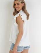 lily rose Bluză Albă cu Volane la Umeri și cu Spate Mai Lung Ashlin
