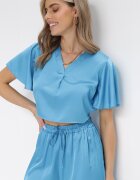 lily rose Bluză Albastră cu croială de cămașă cu mâneci scurte Movois