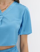 lily rose Bluză Albastră cu croială de cămașă cu mâneci scurte Movois