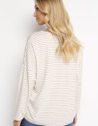 lily rose Bluză Bej Oversize cu Dungi cu un Text Decorativ Vicca