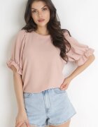lily rose Bluză roz închis cu mâneci scurte bufante Harlen