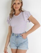 lily rose Bluză Violet-Albă Dungată cu Mâneci Largi din Viscoză Zaleia