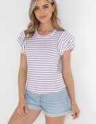 lily rose Bluză Violet-Albă Dungată cu Mâneci Largi din Viscoză Zaleia