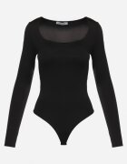 lily rose Body Negru cu Mânecă Lungă și Decolteu Adânc Mastaria