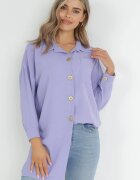 lily rose Cămașă Lungă Violetă cu Decupaje pe Laterale și Buzunar Aplicat Hypallia