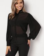 lily rose Cămașă Neagră cu Mânecă Lejeră și Plisată Peolla