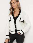 lily rose Cardigan Alb Tricotat cu nasturi cu tiv contrastant Lewjana