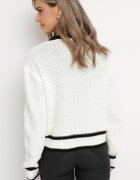 lily rose Cardigan Alb Tricotat cu nasturi cu tiv contrastant Lewjana
