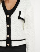 lily rose Cardigan Alb Tricotat cu nasturi cu tiv contrastant Lewjana