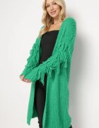 lily rose Cardigan Lung Verde deschis cu Franjuri și curea Hanessa