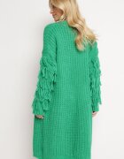 lily rose Cardigan Lung Verde deschis cu Franjuri și curea Hanessa