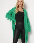 lily rose Cardigan Lung Verde deschis cu Franjuri și curea Hanessa