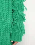 lily rose Cardigan Lung Verde deschis cu Franjuri și curea Hanessa