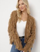 lily rose Cardigan Maro Deschis cu Franjuri Sesunatri
