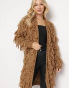 lily rose Cardigan Maro Lejer Deschis cu Franjuri Decorativi Tadesse