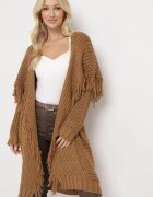lily rose Cardigan Maro Lung Decorat cu franjuri Elentia