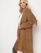 lily rose Cardigan Maro Lung Decorat cu franjuri Elentia