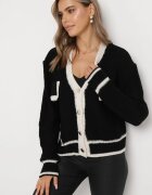 lily rose Cardigan Negru Tricotat cu nasturi cu bordură contrastantă Lewjana