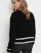 lily rose Cardigan Negru Tricotat cu nasturi cu bordură contrastantă Lewjana