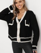 lily rose Cardigan Negru Tricotat cu nasturi cu bordură contrastantă Lewjana