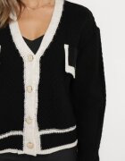 lily rose Cardigan Negru Tricotat cu nasturi cu bordură contrastantă Lewjana