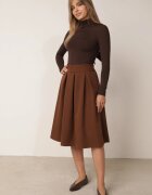 lily rose Fustă Evazată Midi maro deschis cu elastic în talie Glorina