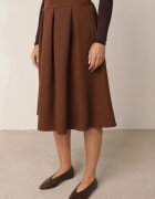 lily rose Fustă Evazată Midi maro deschis cu elastic în talie Glorina