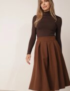 lily rose Fustă Evazată Midi maro deschis cu elastic în talie Glorina