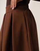 lily rose Fustă Evazată Midi maro deschis cu elastic în talie Glorina