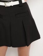 lily rose Fustă Evazată Neagră cu Viscoză Decorată cu Imitație de Buzunare Talionessa