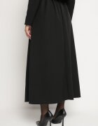 lily rose Fustă Evazată Neagră din Viscoză cu elastic în talie și curea suplimentară Marialle
